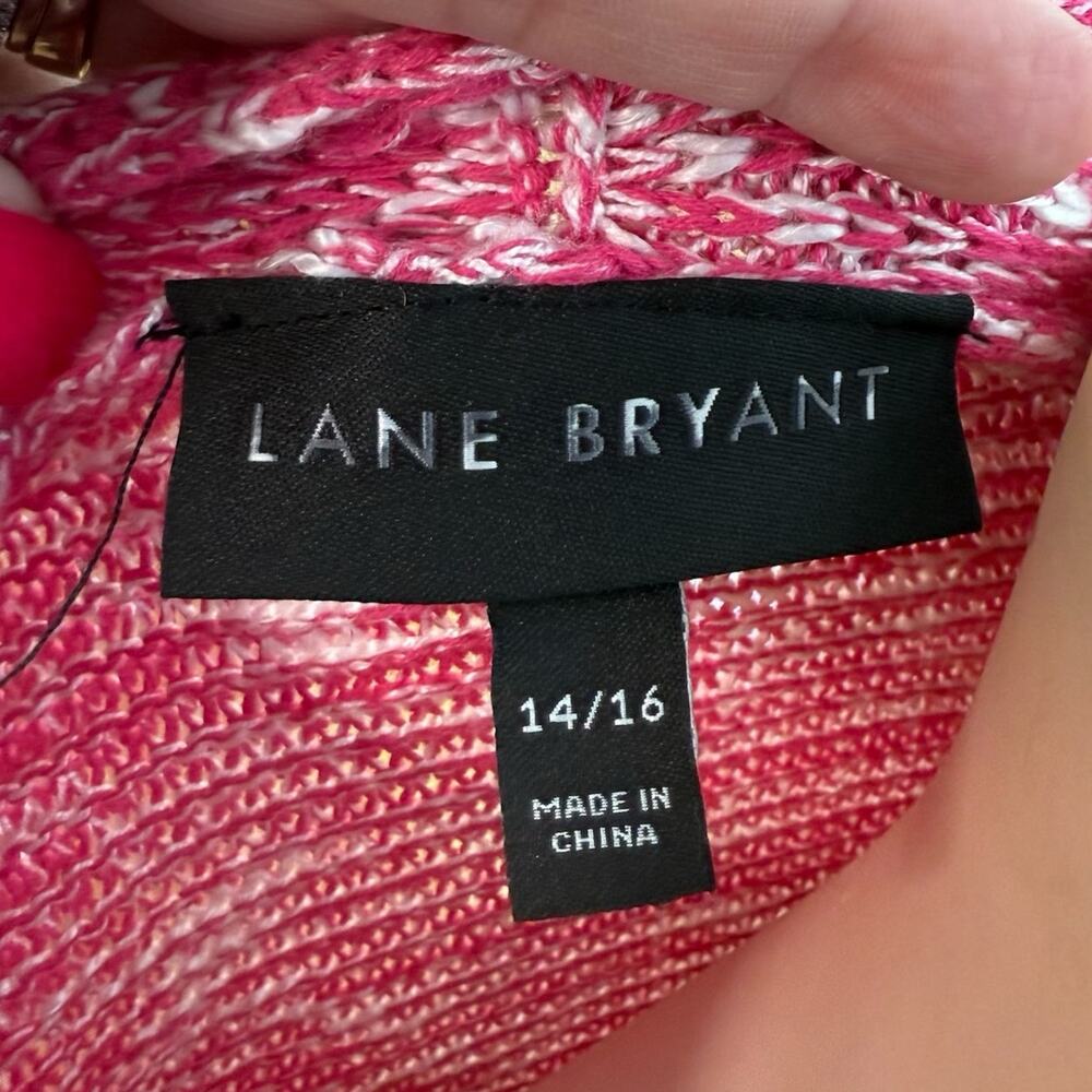 Lane Bryant Pink Marled Open Front Short Sleeve Cardigan - Picture 8 of 8